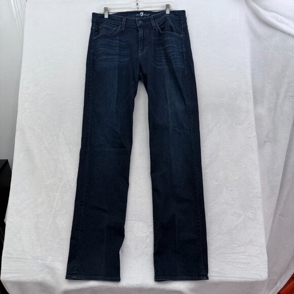 7 For All Mankind Carsen Jeans Mens 33x33 Blue Straight Leg Relaxed Stretch - Picture 1 of 11